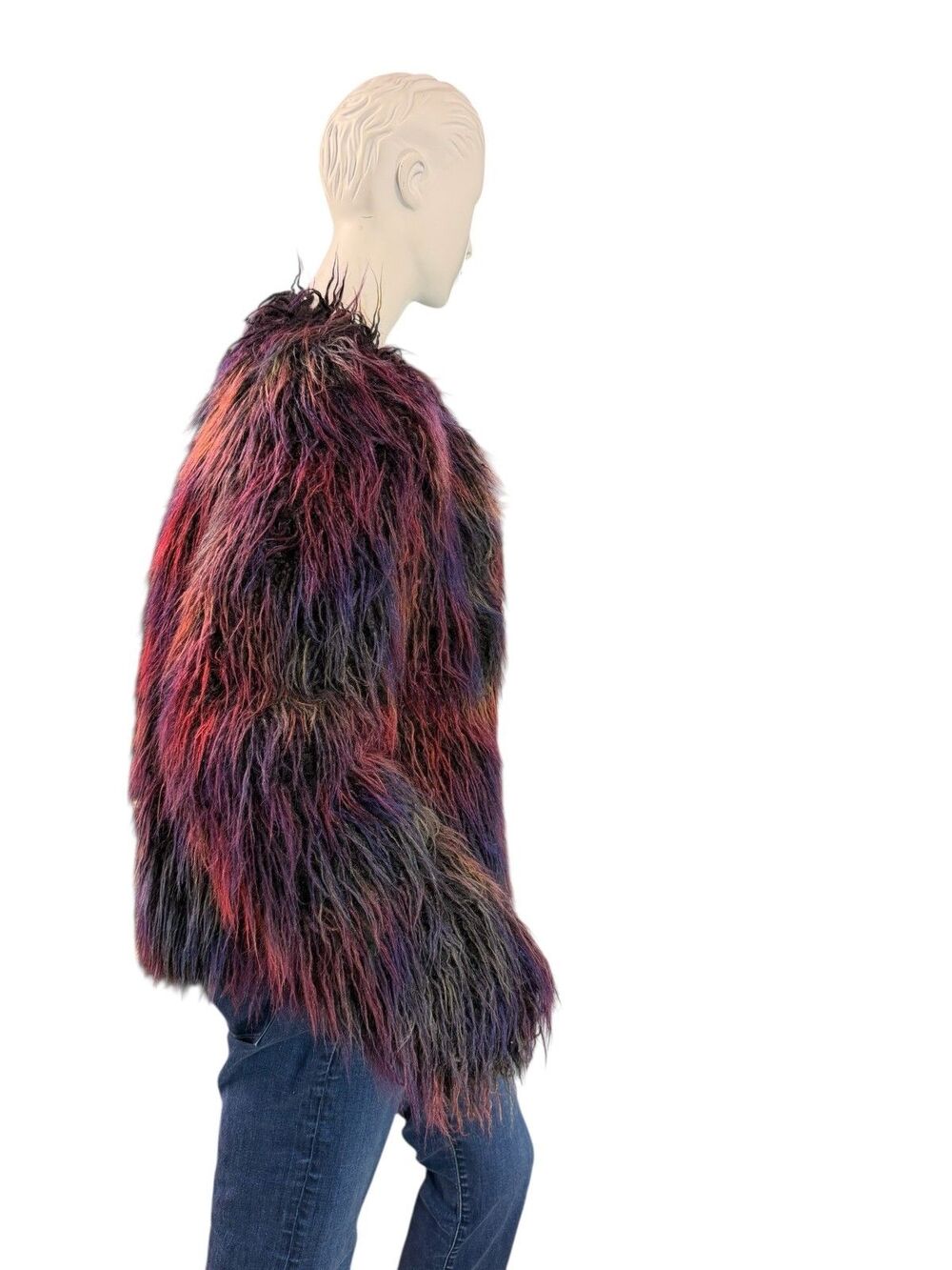 SpiritHoods Faux Fur Shaggy 70s Multicolor Jacket Collectors Edition $450 Size S - Picture 10 of 13